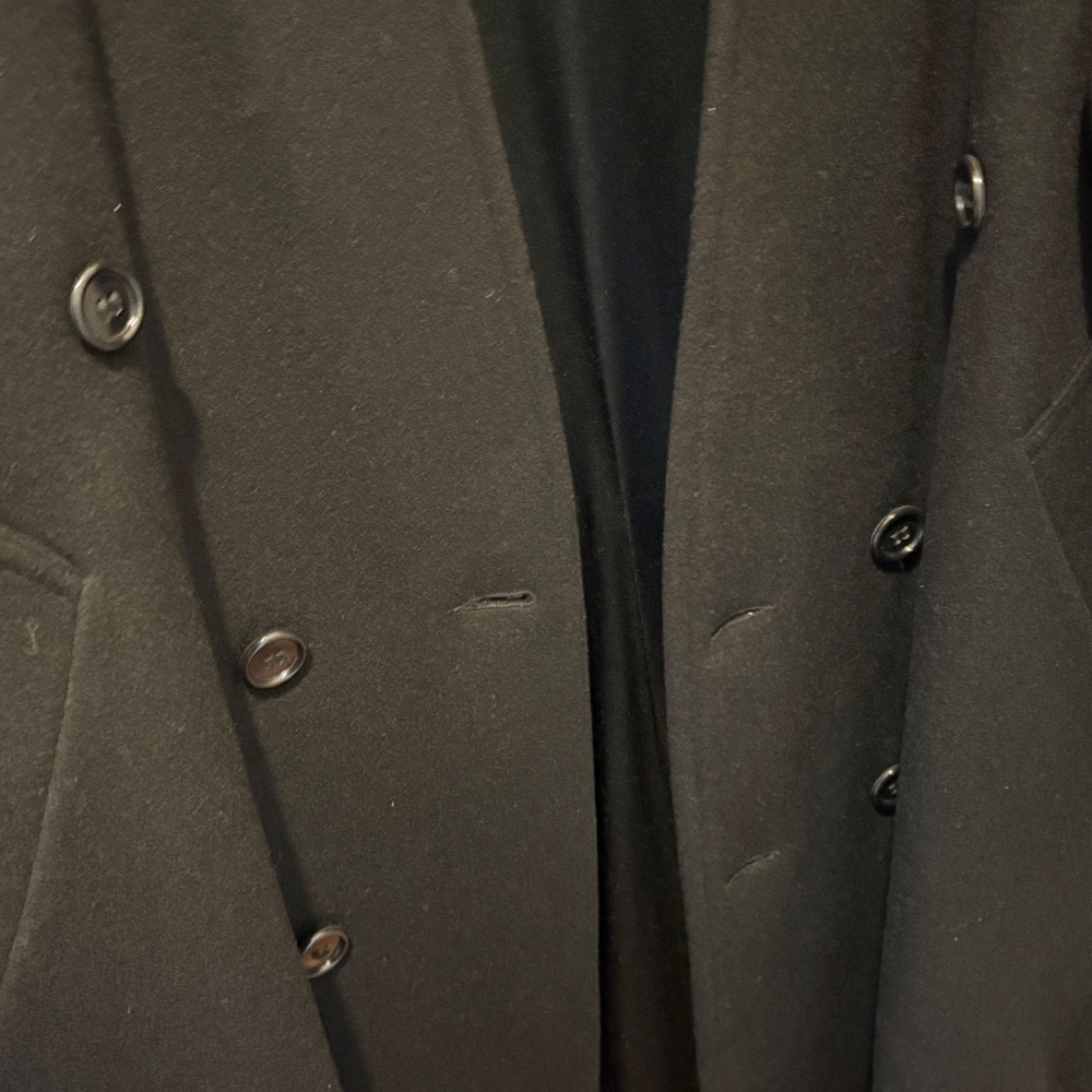 Vintage Michael Tong Black Wool Double-Breasted Long Coat - Picture 4 of 16